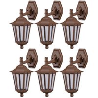 Jogo 6 Arandelas Gregas Luminária Parede 37cm Marrom Colonial Lente Transparente Dital