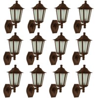 12 Arandelas Clássica Colonial Luminárias de Parede Marrom Lente Fosca
