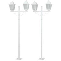 Kit 2 Postes 210cm Luminária Externo de Chão Clássicos Dital Branco Jardim Praças Residenciais Ilumi