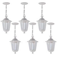 Kit 6 Luminárias Pendentes 58cm Branco Externo Colonial E27 Termoplástico Grega Dital