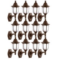 Kit 12 Arandelas de Parede Marrom 38cm Luminária Decorativa Clássico Dital Fachadas Varandas