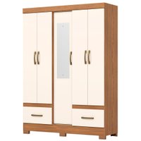 Guarda Roupa 5 Portas Com Espelho 200x146 cm Nature Off White Briz