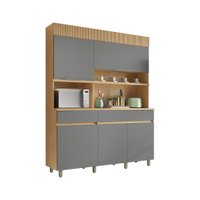 Cozinha Compacta Realeza 100% MDF 5 Portas 2 Gavetas Carvalho e Titânio