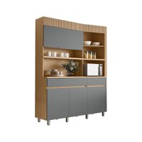 Cozinha Compacta Realeza 100% MDF 4 Portas 2 Gavetas Carvalho e Titânio