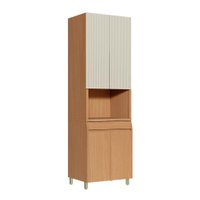 Paneleiro Simone Mendes 100% MDF 4 Portas 1 Gaveta Bege e Carvalho