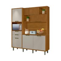 Cozinha Compacta Imperatriz 100% MDF 6 portas 2 Gavetas Freijó e Off White