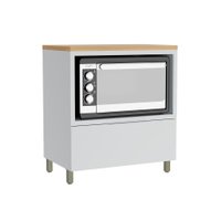 Balcão de Cozinha com Tampo Marquesa 100% MDF 1 Gaveta Branco e Nature