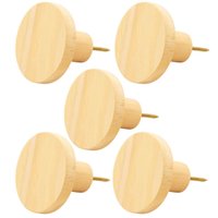 Kit C/5 Ganchos de Madeira Pendurador de Parede Redondo Decorativo Bolsas Roupas