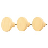 Kit Com 3 Ganchos Cabideiro de Madeira Pinus Pendurador Parede Redondo Bolsas Casacos