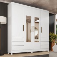 Guarda-Roupa Casal Roma 4 Portas 6 Gavetas Branco - Demobile
