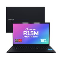 Notebook Positivo Vision R15M AMD® Ryzen 5-5625U Linux 8GB RAM 256GB SSD Wi-Fi 6 15” Full HD IPS Minitela - Preto