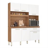 Kit de Cozinha Texas 6 Portas 1 Gaveta Amêndola e Branco