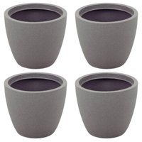 Kit 4 Vasos de Flor 32cm com Prato Asteca Tramontina Polietileno Folhagens Jardim Varanda