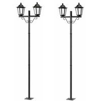 Kit 2 Postes Luminária de Jardim Retrô Colonial Preto Dital Grega 1,61m Alumínio Lente Fosca