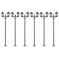 Kit 6 Postes Duplos para Jardim Praça Colonial Preto 1,61m Dital Grega Lente Fosca