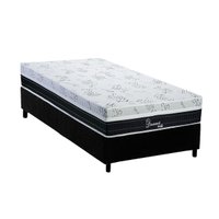 Cama Box Solteiro: Colchão Molas Ensacadas Polar Diamond + Base CRC Suede Black (88x188)