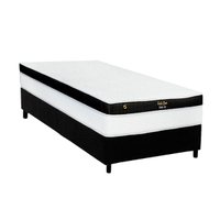 Cama Box Solteiro: Colchão Molas Ensacadas Luckspuma Gold Line Elastic Gel + Base CRC Suede Black (88x188)