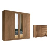 Guarda Roupa 2 Peças (1GuardaRoupa+1Cômoda) QC359 Jatobá - Santos Andirá