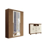 Guarda Roupa +CÃ´moda QC313 Jatoba/Areia - Santos Andirá