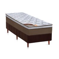 Cama Box Solteiro: Colchão Molas Pocket Ensacadas Castor Revolution + Base CRC Suede Brown (88x188)