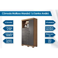 Guarda Roupa 2 Peças (1GuardaRoupa+1Cômoda) QC372 Jatobá/Grafite - Santos Andirá