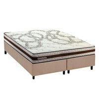 Cama Box Queen: Colchão Espuma D45 Paropas Resiste Hotel DouFace + Base CRC Suede Clean (158x198)