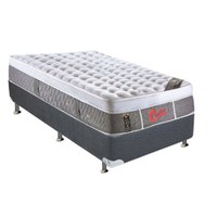 Cama Box Solteiro: Colchão Molas Pocket Ensacadas Castor Light Stress Oxygen New Plush + Base CRC Suede Gray (88x188)