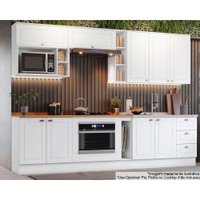 Cozinha Modulada Henn Americana Completa 12 Peças (5Aéreos+4Balcões+3Complementos) CZ314 Branco-Henn