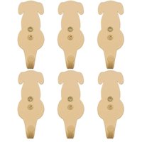 Kit 6 Penduradores Aço Gancho de Parede 8cm Cachorro Dourado Luft Masutti