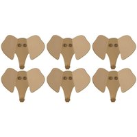 Kit 6 Gancho Elefante 8cm Dourado Aço Carbono Luft Masutti de Parede Roupas