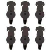 Kit 6 Ganchos 8cm Preto de Parede Luft Cachorro Aço Masutti Penduradores Casacos Bolsas Mochilas