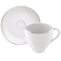 Jogo 12 Xícaras com Pires Expresso Café Chá Porcelana 100ml Tramontina Atena Mesa Posta Padaria