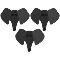 Kit 3 Penduradores Elefante Preto Luft Masutti Aço Carbono Gancho Decorativo de Parede Enfeite