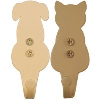 Kit 2 Ganchos de Parede 8cm Dourados Cachorro Gato Luft Massutti Penduradores