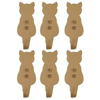 Kit 6 Penduradores Ganchos Decorativos de Parede Gato Dourado Luft Masutti