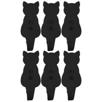 Conjunto 6 Ganchos Gato Preto Aço Pendurador Luft Masutti Enfeite de Parede Roupas Multiuso