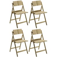 Jogo 4 Cadeiras Dobrável Natural Tramontina Bossa em Madeira Tauari Camping Jardim