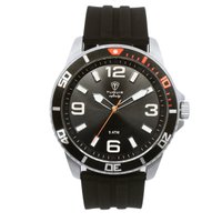 Relógio Masculino de Aço Tuguir Analógico Infinity 9169C Prata e Preto e Laranja