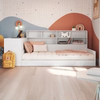 Cama Solterio Infanto Juvenil com Escrivaninha para Estudo e Estante Branco - Completa Móveis