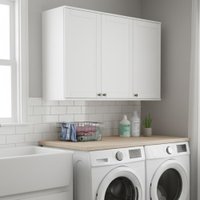 Armário Aéreo 3 Portas em MDF para Lavanderia Branco Carraro