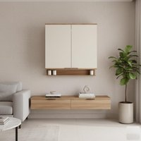 Armário Aéreo 2 Portas Miami Carraro Freijó com Off White Sala de Estar