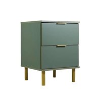 Mesa de Cabeceira 2 Gavetas Verde Oliva 41x39x56 cm Ditália