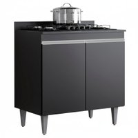 Balcao Com Tampo 2 Portas Ellen 80 cm Preto Eratto Moveis