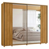 Guarda Roupa Casal 2 Portas Deslizante Com Espelhos Dali 278 cm Cumaru Madetec