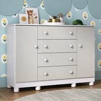 Cômoda Infantil 125cm 2 Portas e 4 Gavetas Allegra Multimóveis MP4445 Branco/Off White