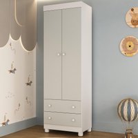 Guarda-roupa Infantil 62cm 2 Portas e 2 Gavetas Allegra Multimóveis MP4441 Branco/Off White