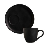 Jogo de 6 Xícaras de Chá 170 ml com Pires Descentraizado Preto Matte Porto Brasil