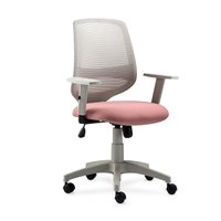 Cadeira de Escritório Giratória Bora Roal Cinza Encosto Tela Assento Rosa Chá