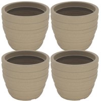 Kit 4 Vasos Decorativos de Plástico 32cm Tramontina Inca Granito Areia Folhagens Plantas