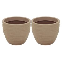 Kit 2 Vasos para Plantas Inca Tramontina 38cm em Polietileno Reciclável Granito Areia